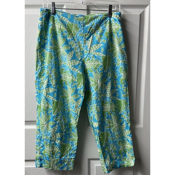 Mountain Lake Pedal Pushers womens Size 10 Tropical Blue Green Tapered Cropped - Picture 7 of 7